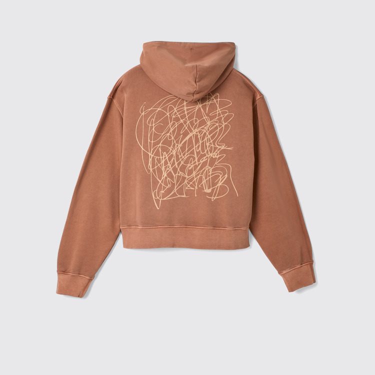 Hoodie Sudadera con capucha terracota de ajuste cuadrado y teñido mineral