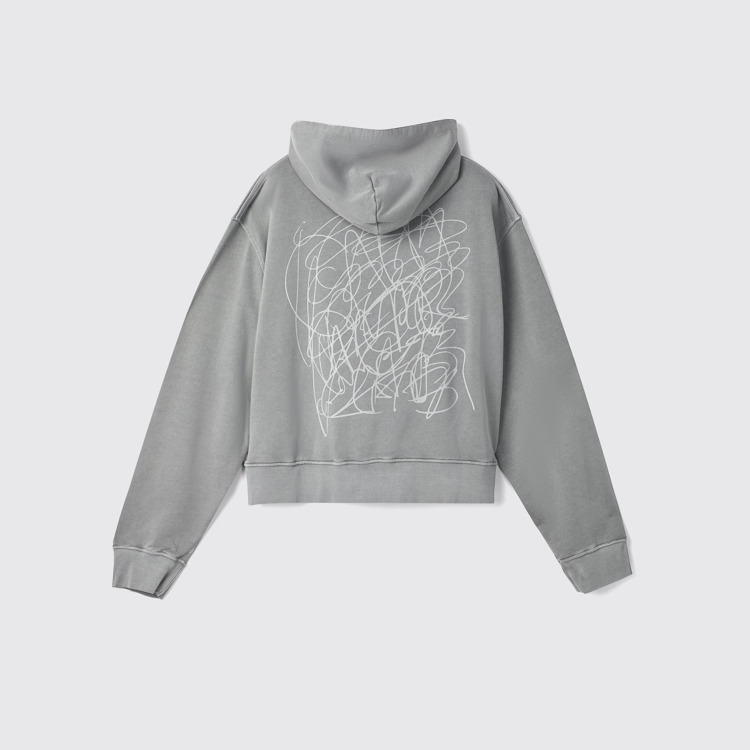 Hoodie Sudadera con capucha gris de ajuste cuadrado y teñido mineral