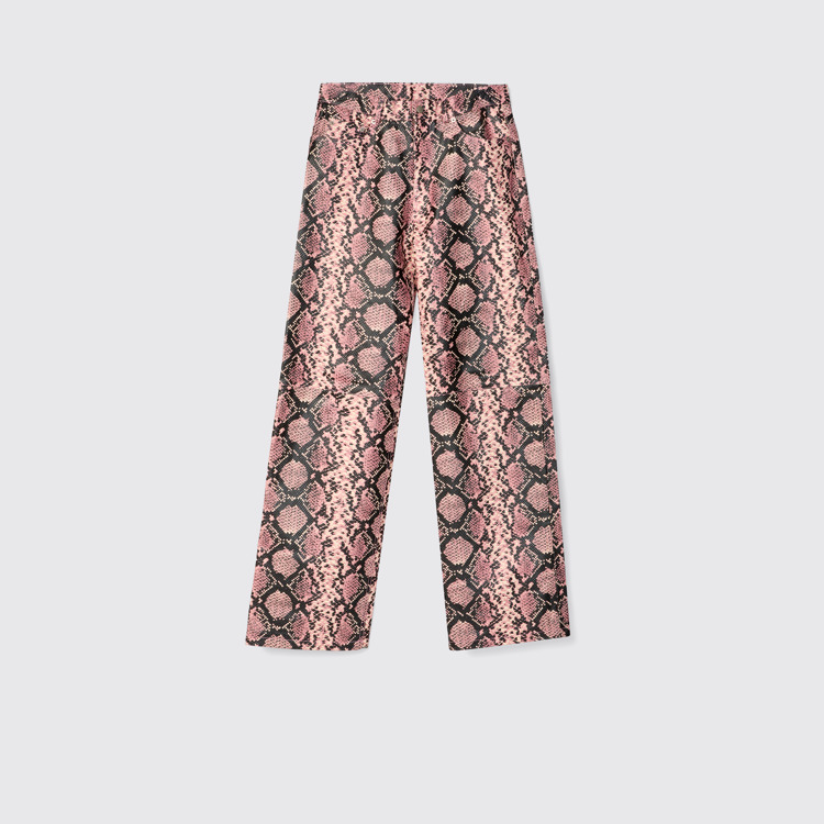 Side view of Leather Trousers Pink Snake Leather Trousers