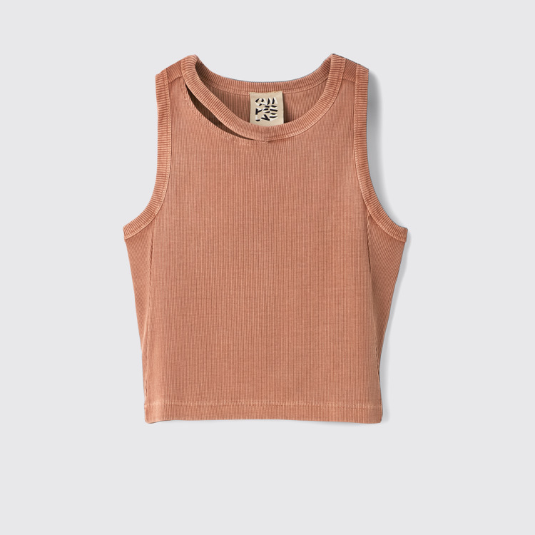 Side view of Ribbed Tank Top Terracotta Ribbed Tank Top