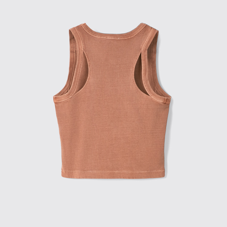 Back view of Ribbed Tank Top Terracotta Ribbed Tank Top