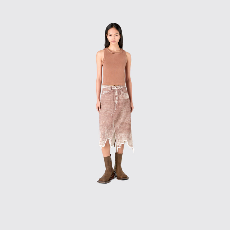 Denim Skirt Jeansrock mit Farbaufdruck in Terracotta