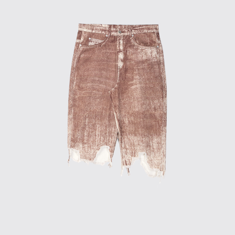 Denim Skirt Terracotta denim rok met verfprint