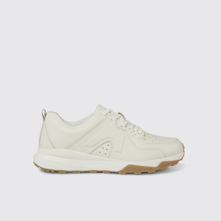 Side view of Caddie Ivory white  leather golf sneakers