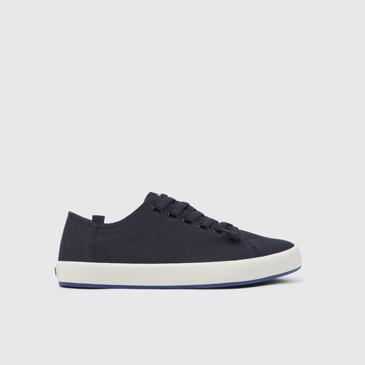 Side view of Andratx Blue Textile Sneaker for Men