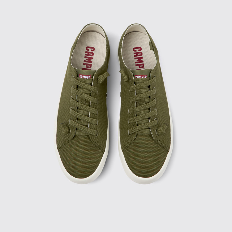 Overhead view of Andratx Green Textile Sneaker for Men