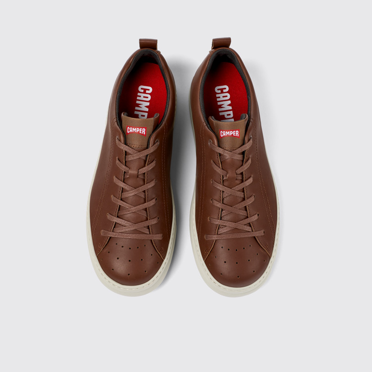 Overhead view of Runner Brown Leather Men's Sneakers.