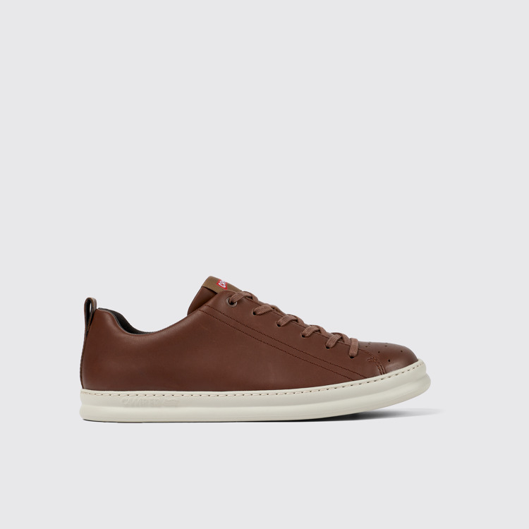 Side view of Runner Brown Leather Men's Sneakers.