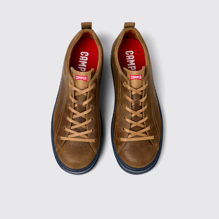 Overhead view of Runner Brown nubuck sneakers for men