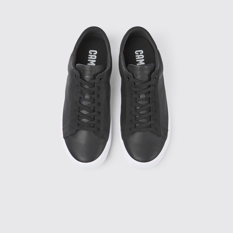 Overhead view of Andratx Black leather and nubuck sneakers for men