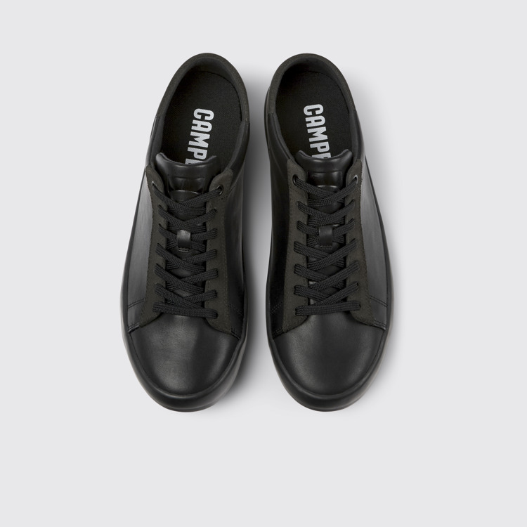 Overhead view of Andratx Black Leather/Nubuck Sneaker for Men