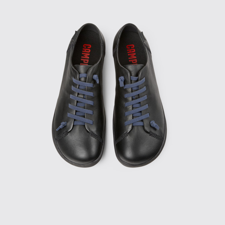 มุมมองด้านบนของ Peu Black Leather Men's Shoes.