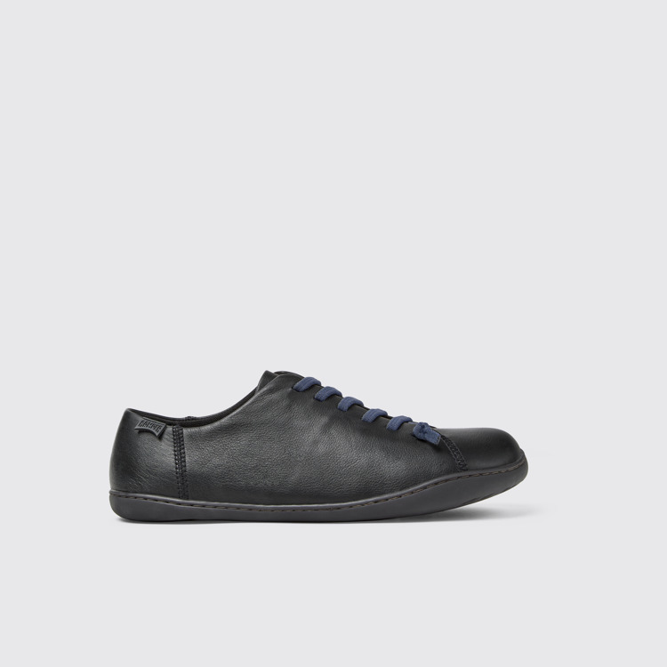 Side view of Peu Black Leather Men's Shoes.