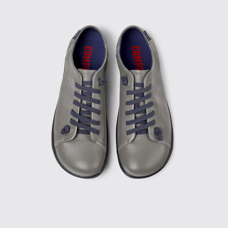 Overhead view of Peu Gray leather shoes for men