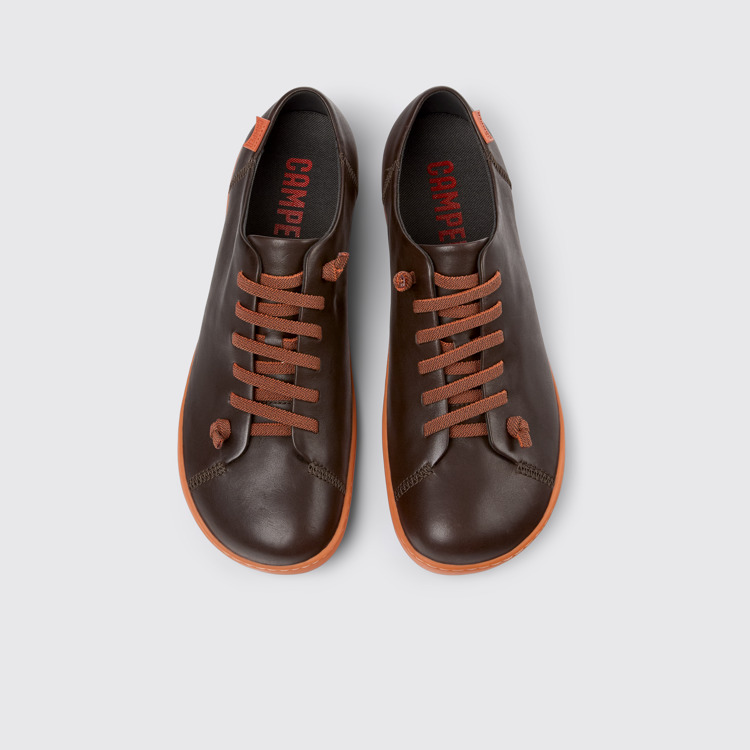 Overhead view of Peu Brown leather shoes for men