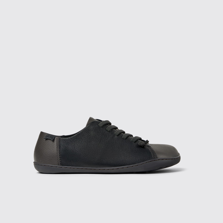 Side view of Twins Black-gray leather shoes for men