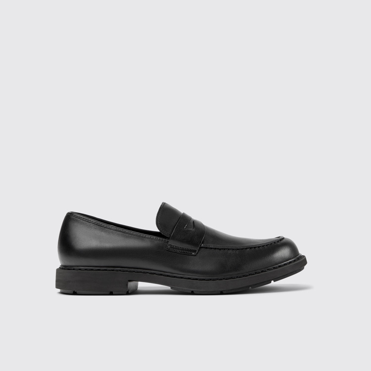 Side view of Neuman Classic men's black moccasin