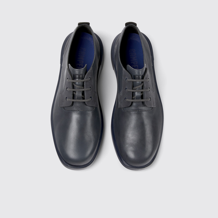 Overhead view of Bill Dark gray leather and nubuck shoes for men