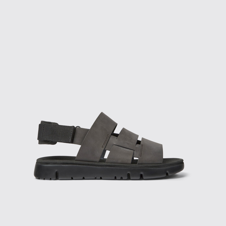 Oruga Bruine leren en stoffen herensandalen