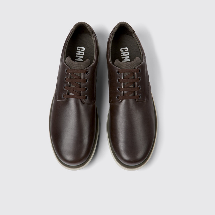 Overhead view of Smith Brown leather shoes for men