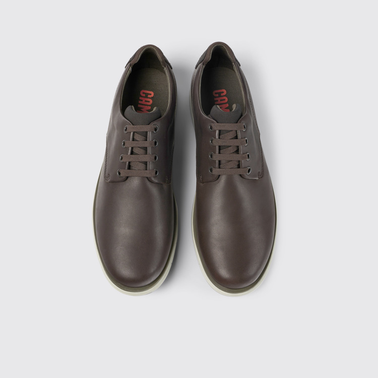 Overhead view of Smith Brown leather shoes for men