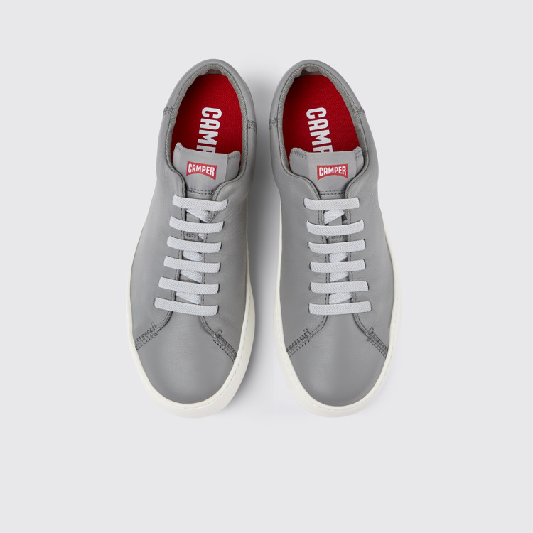 Overhead view of Peu Touring Gray Leather Sneaker for Men