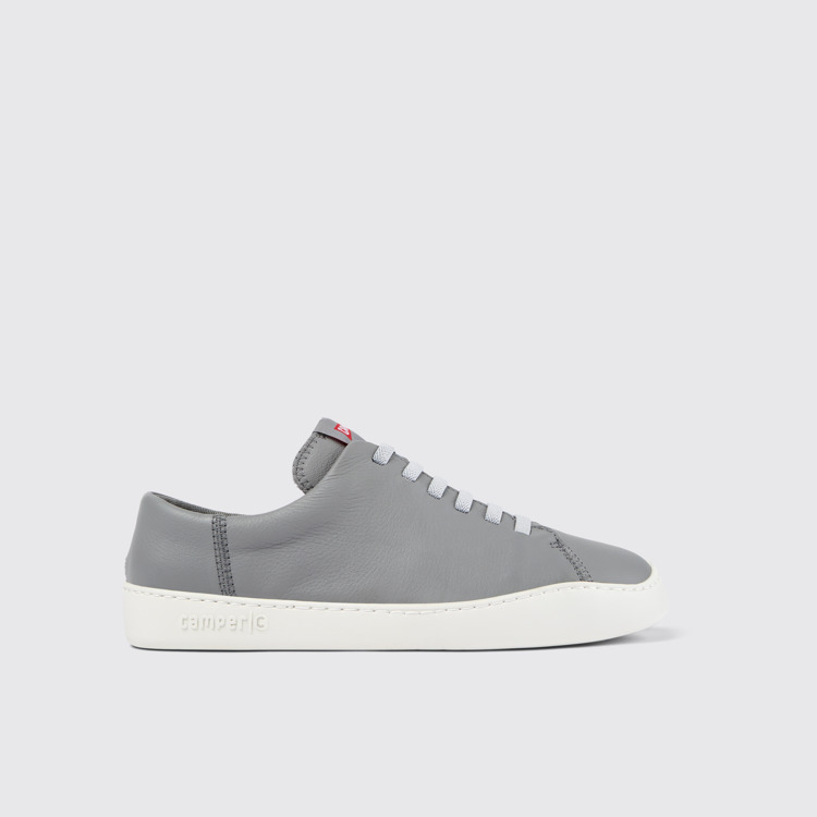 Side view of Peu Touring Gray Leather Sneaker for Men