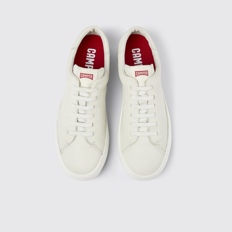 Peu Touring White Leather Men's Sneakers.俯角