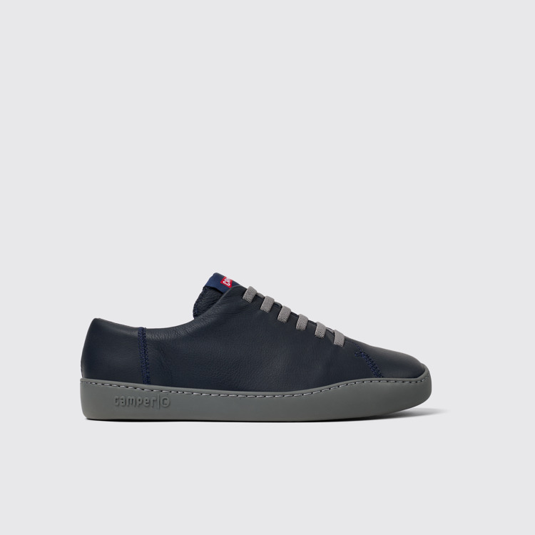 Side view of Peu Touring Blue Leather Sneaker for Men