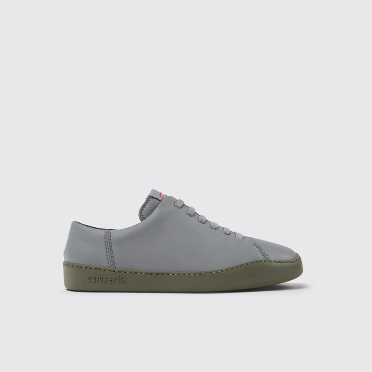 Side view of Peu Touring Gray Leather Sneakers for Men.