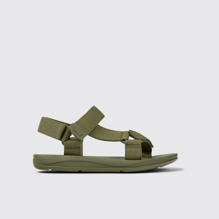 Side view of Match Green Textile Sandal for Men