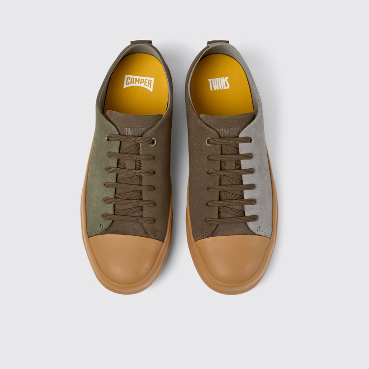 Overhead view of Twins Multicolored nubuck shoes for men