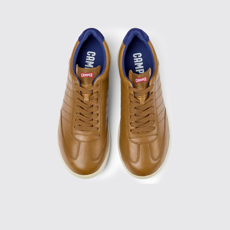 Overhead view of Pelotas XLite Brown and blue sneakers for men