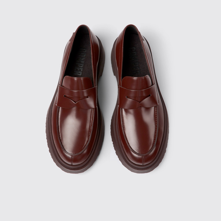 Overhead view of Walden Burgundy leather loafers for men