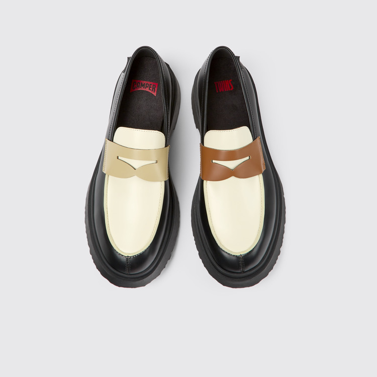 Overhead view of Twins Multicolored leather loafers for men