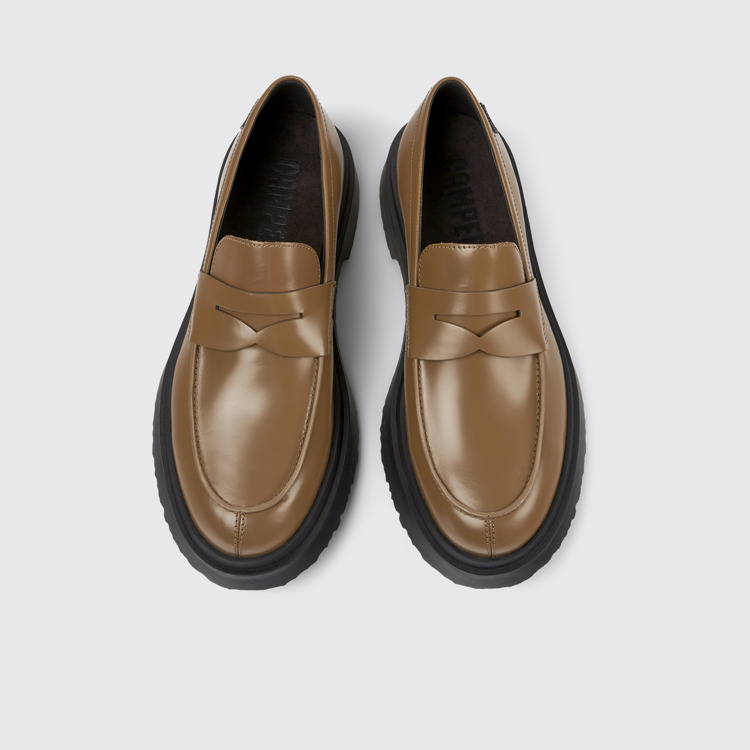 Overhead view of Walden Brown leather loafers for men