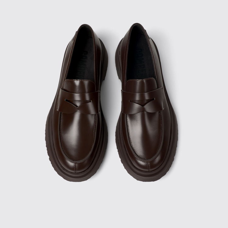 Overhead view of Walden Brown leather loafers for men