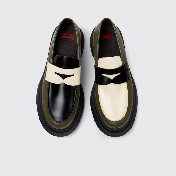 มุมมองด้านบนของ Twins Multicolor Leather Mocasin/Nautical for Men.