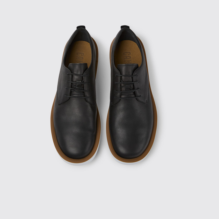 Overhead view of Wagon Black leather men's shoes