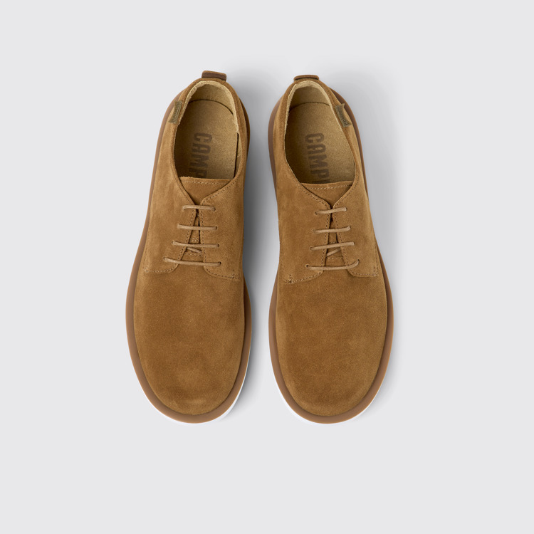 Overhead view of Wagon Brown nubuck shoes for men