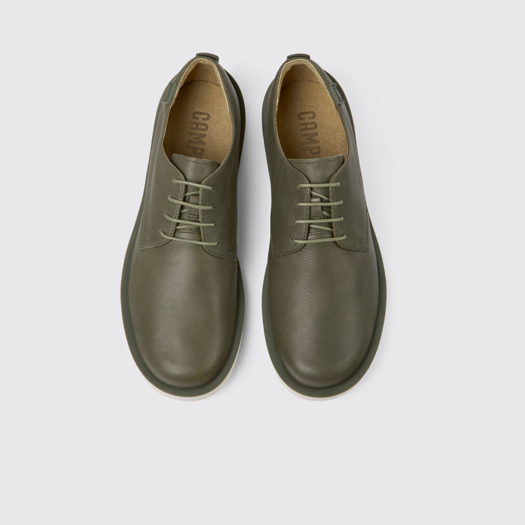 Overhead view of Wagon Green leather shoes for men