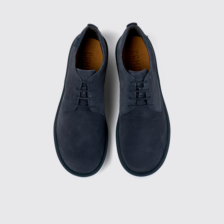 Wagon Chaussures Blucher en nubuck bleu pour homme