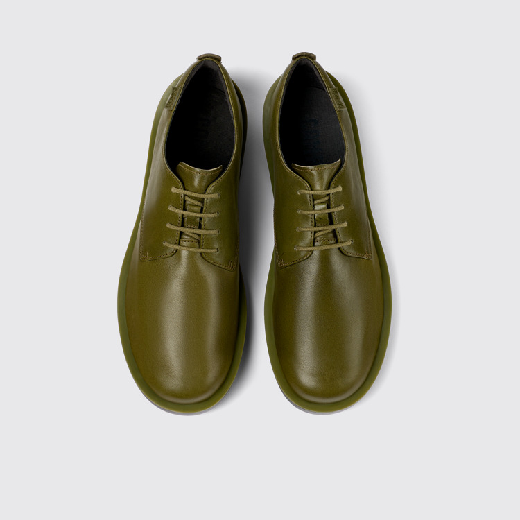 Overhead view of Wagon Green Leather Blucher for Men