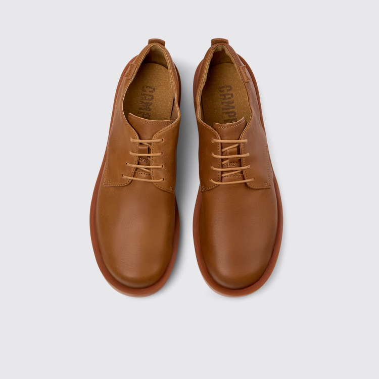 Overhead view of Wagon Brown Leather Men's Shoes.