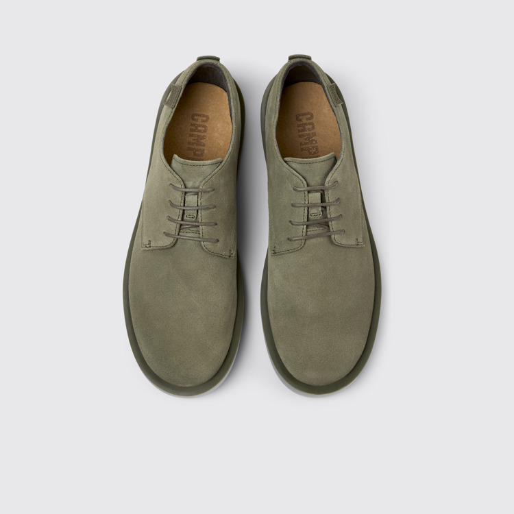 Overhead view of Wagon Green Nubuck Shoe for Men.