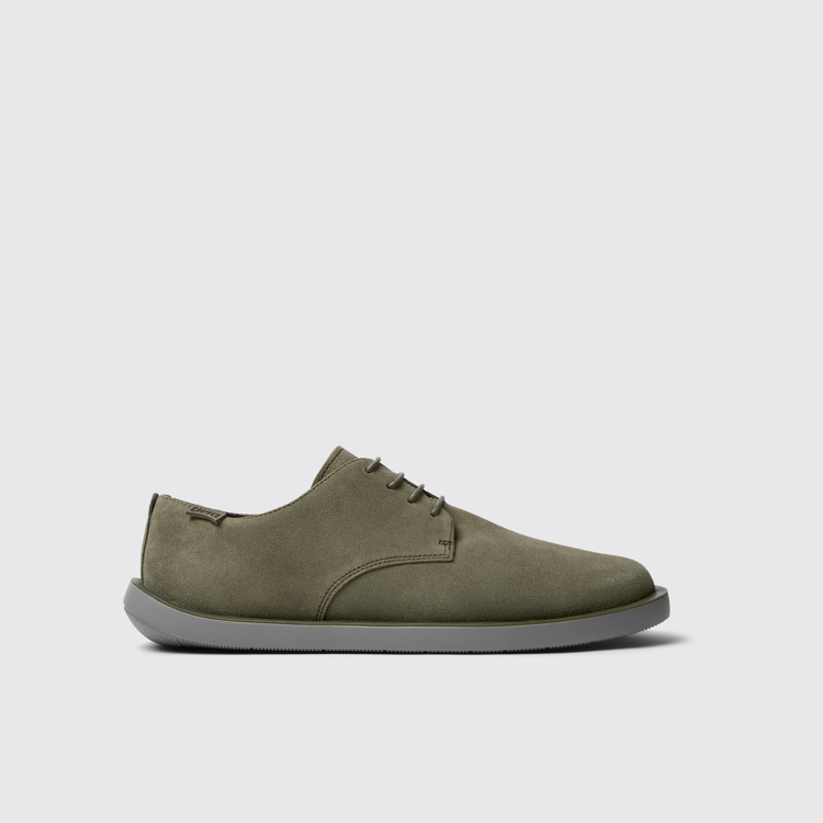 Side view of Wagon Green Nubuck Shoe for Men.