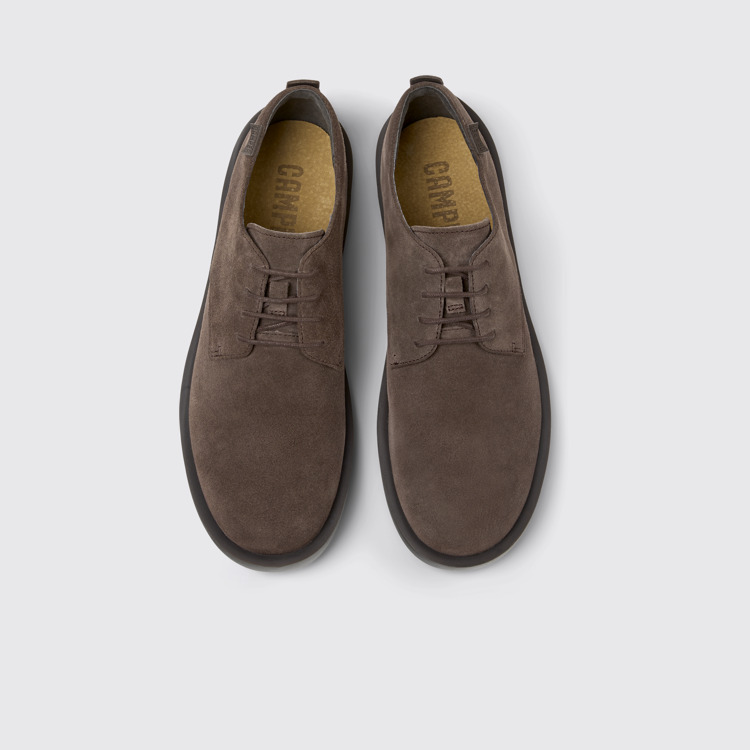 Overhead view of Wagon Brown Nubuck Shoes for Men.