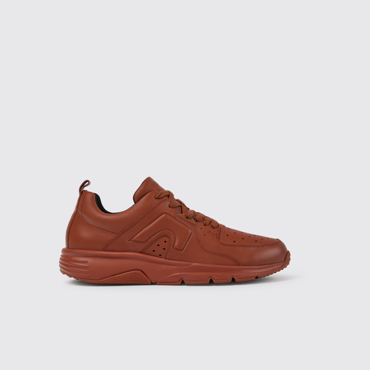 Side view of Drift Red leather sneakers for men