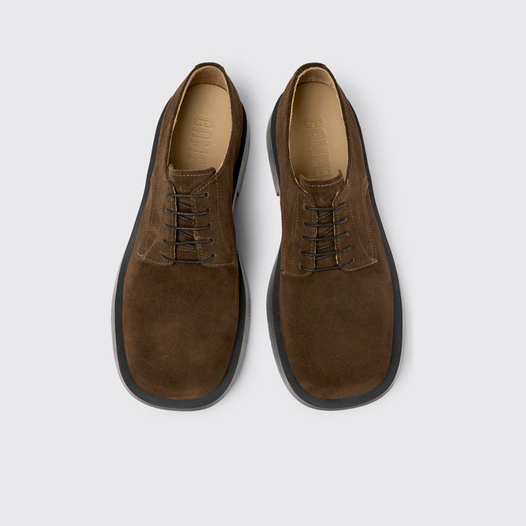 Overhead view of MIL 1978 Brown nubuck shoes for men