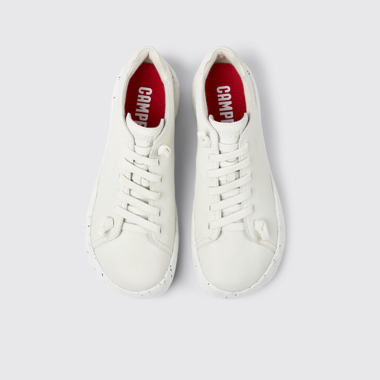 Overhead view of Peu Stadium White leather sneakers for men